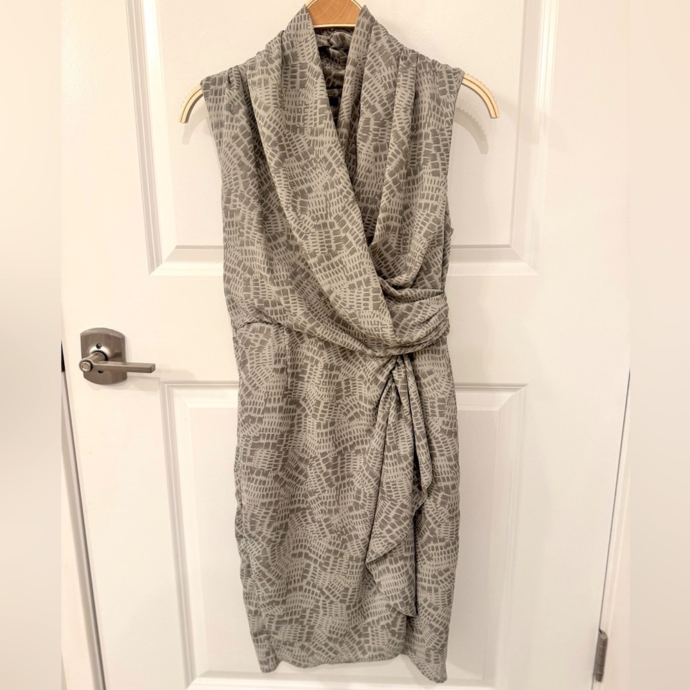 H&M Grey draped midi dress. Size 6